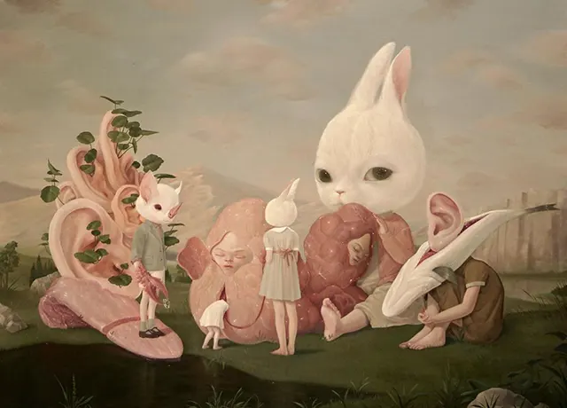 Lukisan Surealisme Opsi Otopsi (2019) karya Roby Dwi Antono