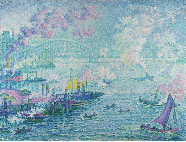 Lukisan dengan teknik pointilis karya Paul Signac The Port of Rotterdam (1907)