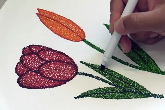 sentuhan akhir teknik pointilis